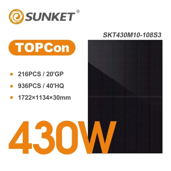 sunkest 430w black Sunket 430W All-Black Solar Panel with 25-Year Warranty
