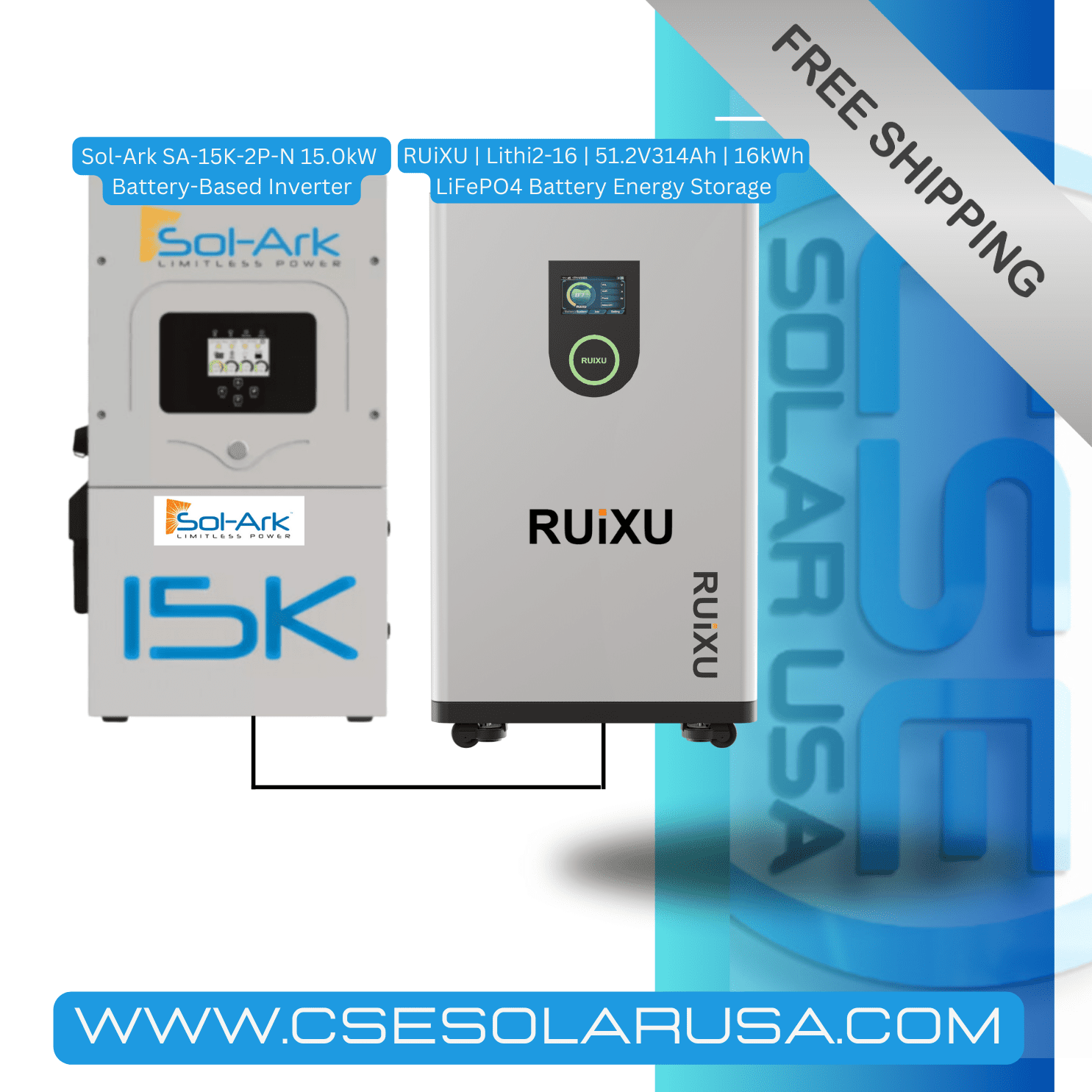 solark15+ruixu16 + RUiXU , Lithi2-16 51.2V314Ah 16kWh LiFePO4 Battery Energy Storage