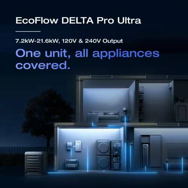 EcoFlow Battery Generator 6144Wh Delta Pro Ultra w Smart Home Panel 2,7200W Output, LFP Power Station Home Backup, Push-Button EcoFlow Battery Generator 6144Wh Delta Pro Ultra w Smart Home Panel 2,7200W Output, LFP Power Station Home Backup, Push-Button