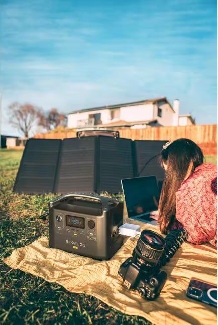 EcoFlow 600W Output/1200W Peak Push-Button Start Solar Generator RIVER Pro with 110W Solar Panels 2 for Home, Camping and RVs EcoFlow 600W Output/1200W Peak Push-Button Start Solar Generator RIVER Pro with 110W Solar Panels 2 for Home, Camping and RVs