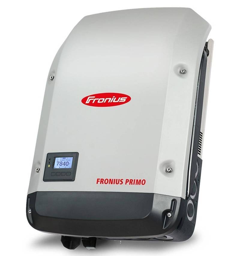 FRONIUS PRIMO LITE 7.0KW 1-PH RESIDENTIAL INVERTER 4,210,061,801 Front view of Silver Color Fronius Primo 6kW single phase solar inverter
