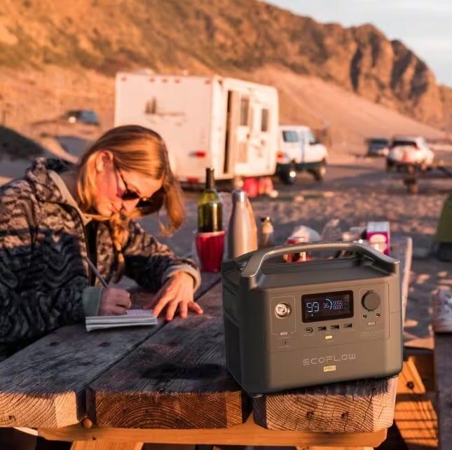 EcoFlow 600W Output/1200W Peak Push-Button Start Solar Generator RIVER Pro with 110W Solar Panels 2 for Home, Camping and RVs EcoFlow 600W Output/1200W Peak Push-Button Start Solar Generator RIVER Pro with 110W Solar Panels 2 for Home, Camping and RVs