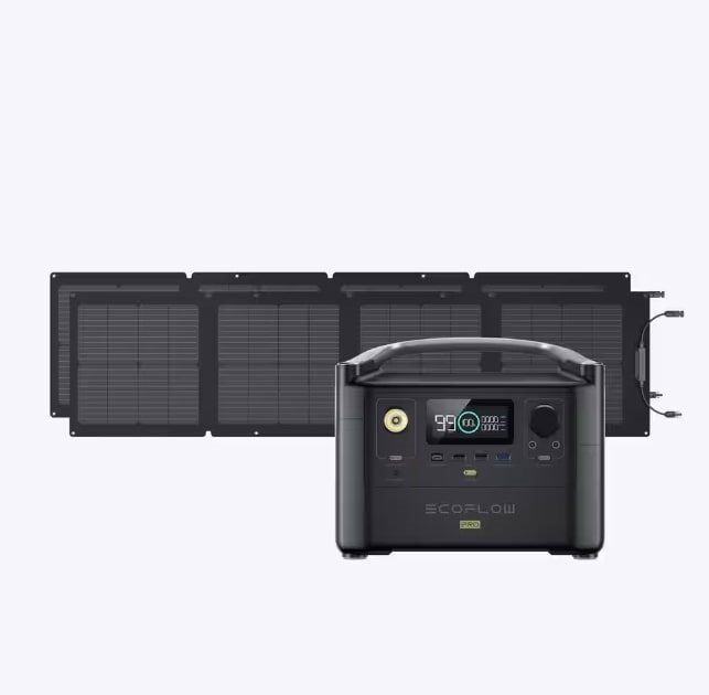 EcoFlow 600W Output/1200W Peak Push-Button Start Solar Generator RIVER Pro with 110W Solar Panels 2 for Home, Camping and RVs EcoFlow 600W Output/1200W Peak Push-Button Start Solar Generator RIVER Pro with 110W Solar Panels 2 for Home, Camping and RVs