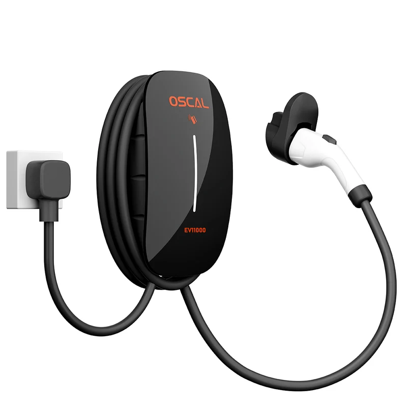 OSCAL EV11000 Black EV Charger Angled View OSCAL EV11000 black Level 2 EV charger angled product view