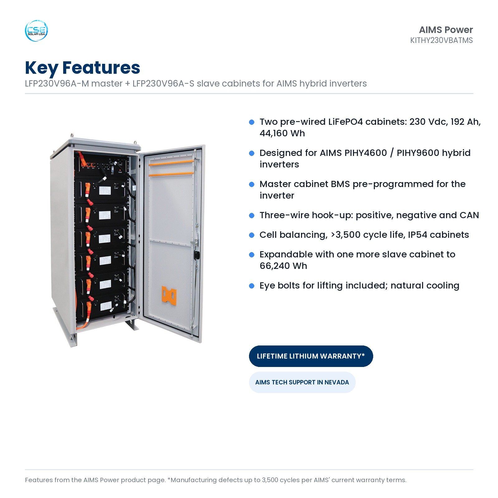 aims-kithy230vbatms-dual-230v-lithium-battery-cabinet-set-44kwh-02-key-features Key features of the AIMS KITHY230VBATMS dual lithium cabinet set: 230 V, 192 Ah, 44160 Wh, pre-wired BMS, expandable
