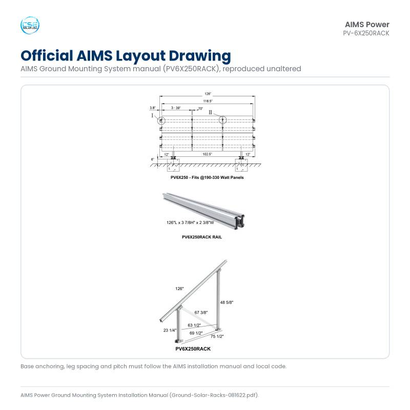 aims-pv-6x250rack-ground-mount-solar-rack-6-panels-190-380w-05-connection-diagram Official AIMS component list and layout for the PV-6X250RACK ground mount solar rack