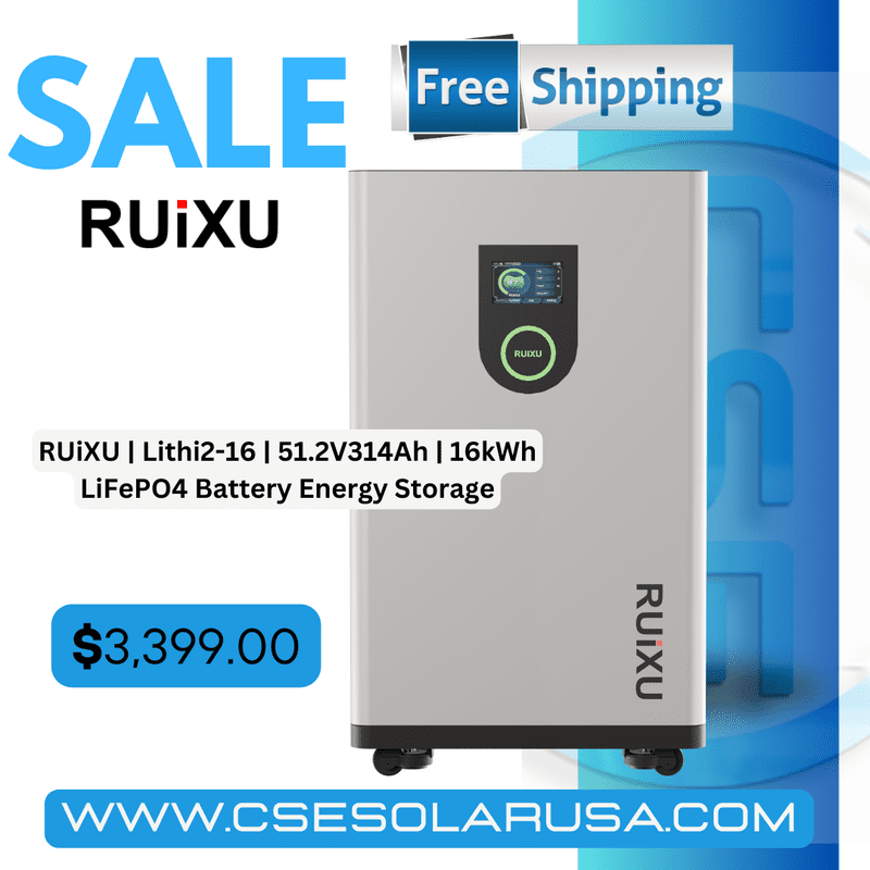 RUiXU Lithi2-16 51.2V314Ah 16kWh LiFePO4 Battery Energy Storage. RUiXU | Lithi2-16 | 51.2V314Ah | 16kWh LiFePO4 Battery Energy Storage