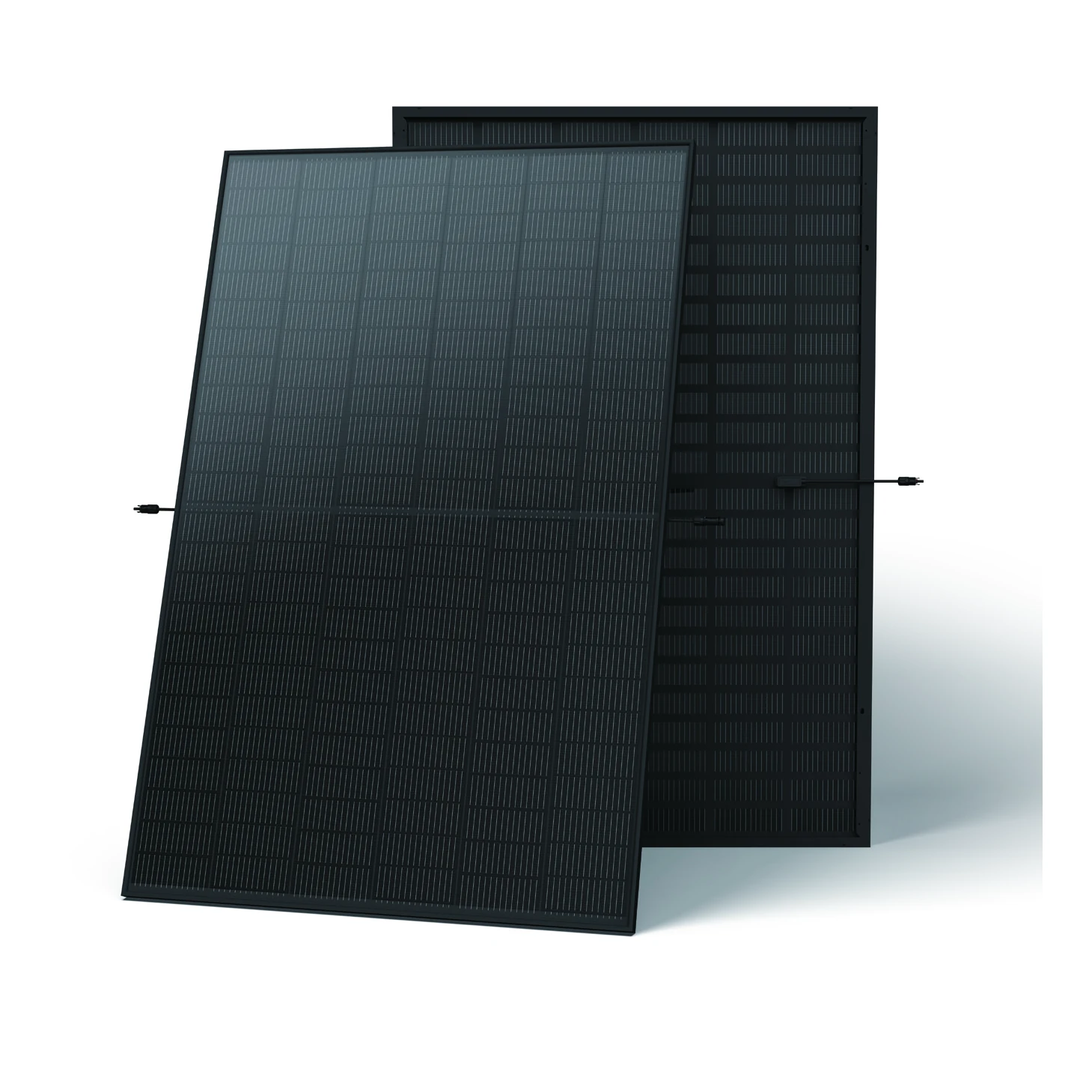 Trina Solar TSM-NE09RC.05 N-type TOPCon bifacial full-black module, front and rear (official Trina datasheet render) Trina Solar TSM-NE09RC.05 N-type TOPCon bifacial full-black module, front and rear (official Trina datasheet render)