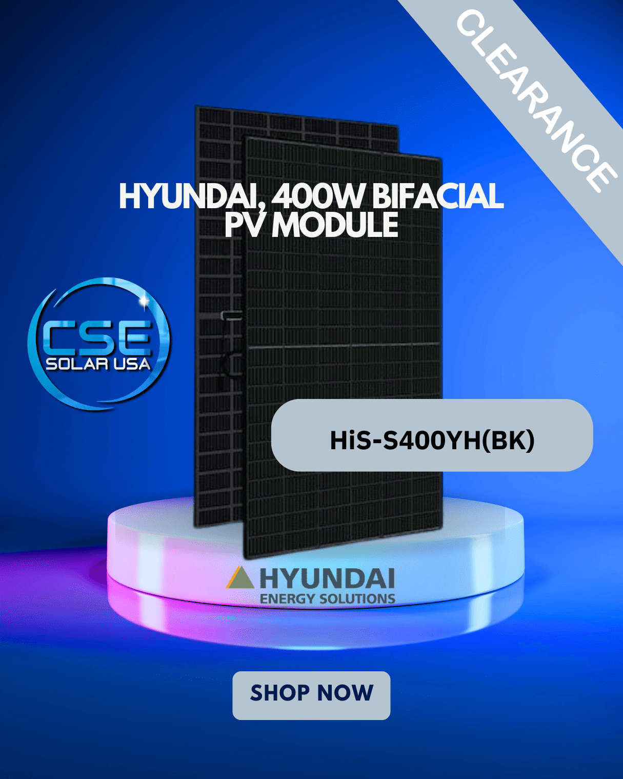 Hyundai HiS-S400YH(BK) 400W Black on Black 132 Half-Cell Mono Solar Panel Hyundai HiS-S400YH(BK) 400W Black on Black 132 Half-Cell Mono Solar Panel