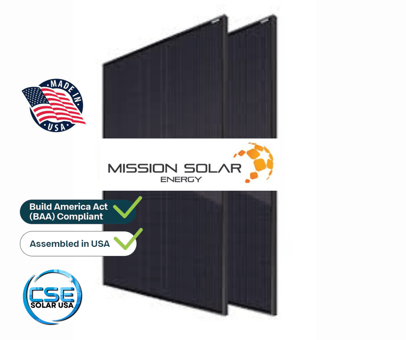 Mission Solar 410 W, PERC 108 half cut-cells, 35mm, Black Frame, Black Backsheet MIN-MSE410HCOB