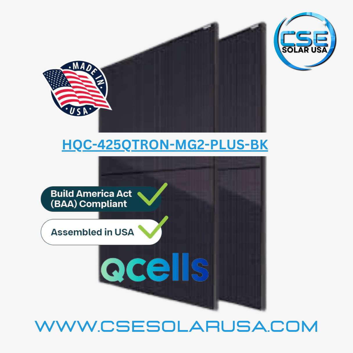 HQC-425QTRON-MG2-PLUS-BK Mono Solar Panel