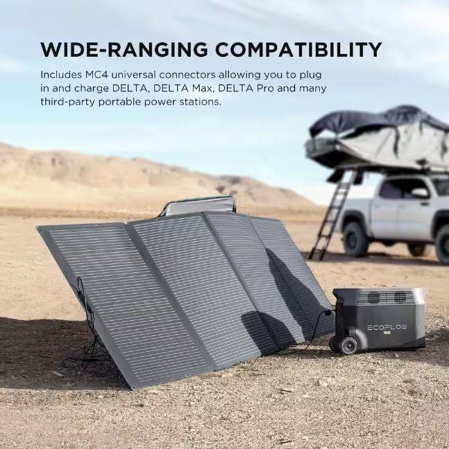 EcoFlow 400-Watt Monocrystalline Silicon Portable Solar Panel with 48-Volt Output for Power Station Generator, IP68 EcoFlow 400-Watt Monocrystalline Silicon Portable Solar Panel with 48-Volt Output for Power Station Generator, IP68