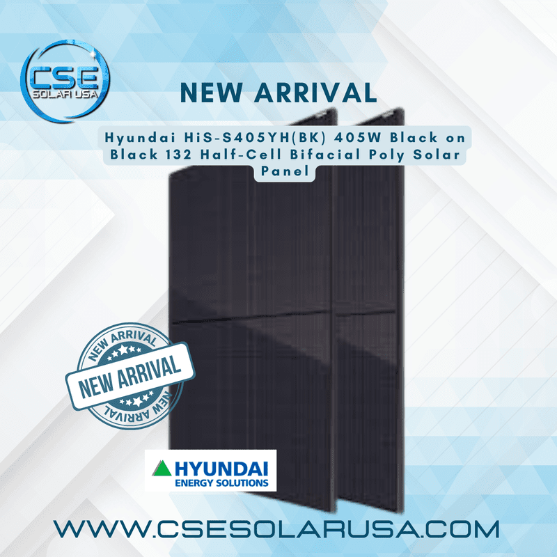 Hyundai HiS-S405YH(BK) 405W Black on Black 132 Half-Cell Bifacial Poly Solar Panels Hyundai HiS-S405YH(BK) 405W Black on Black 132 Half-Cell Bifacial Poly Solar Panel