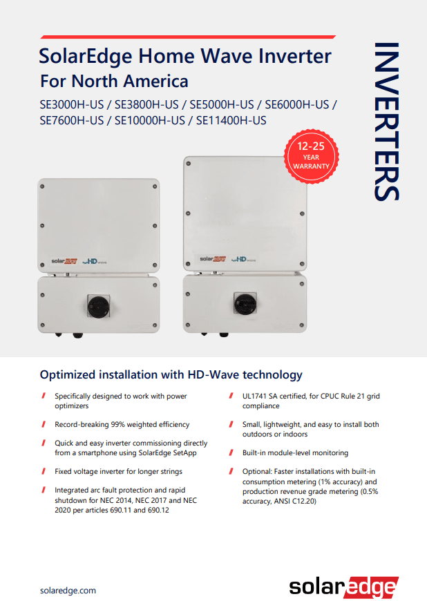 SolarEdge SE7600H-US HD-Wave Grid Tied Inverter set up in a residential home SolarEdge SE7600H-US HD-Wave Grid Tied Inverter set up in a residential home .