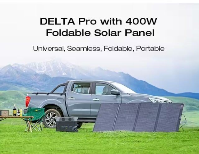 EcoFlow 3600W Output/7200W Peak Push-Button Start Solar Generator DELTA Pro with 400W Solar Panel for Home, Camping and RVs EcoFlow 3600W Output/7200W Peak Push-Button Start Solar Generator DELTA Pro with 400W Solar Panel for Home, Camping and RVs