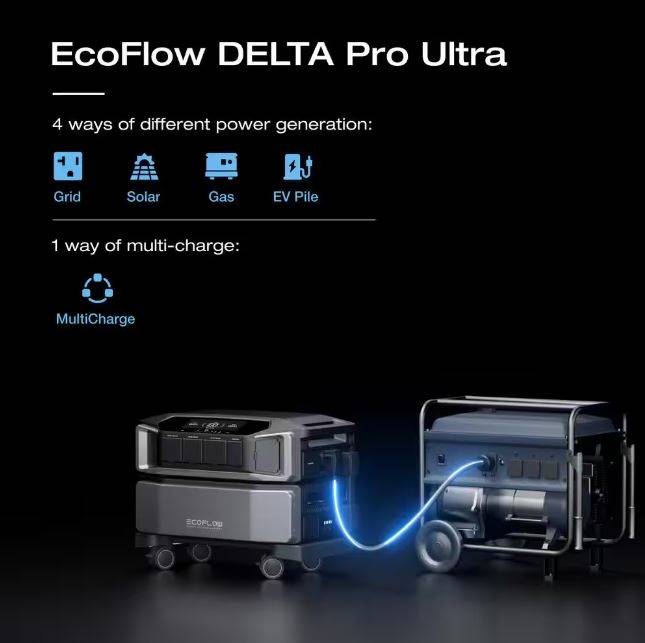 EcoFlow Battery Generator 6144Wh Delta Pro Ultra w Smart Home Panel 2,7200W Output, LFP Power Station Home Backup, Push-Button EcoFlow Battery Generator 6144Wh Delta Pro Ultra w Smart Home Panel 2,7200W Output, LFP Power Station Home Backup, Push-Button
