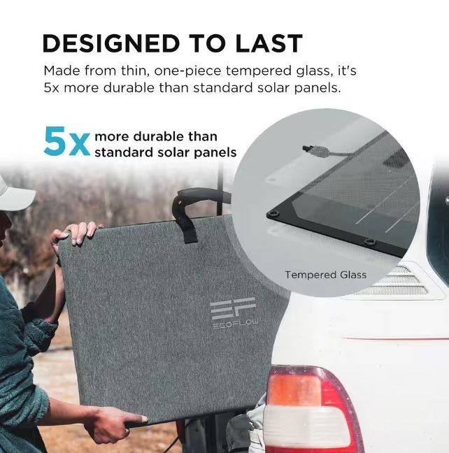 EcoFlow 220-Watt Monocrystalline Silicon Solar Panel with 21.8-Volt Output Waterproof IP68 Solar Charger for Solar Generator EcoFlow 220-Watt Monocrystalline Silicon Solar Panel with 21.8-Volt Output Waterproof IP68 Solar Charger for Solar Generator