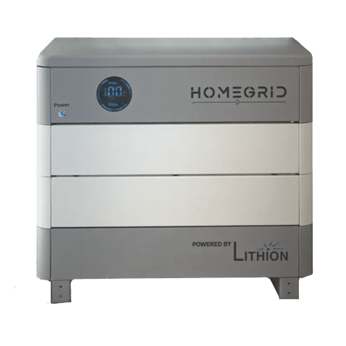 HG-2-STACK-H-2T Front View of HomeGrid Stack’d 48V 2-Stack Lithium Battery Bank - 9.6kWh modular energy storage system for residential and commercial solar power.